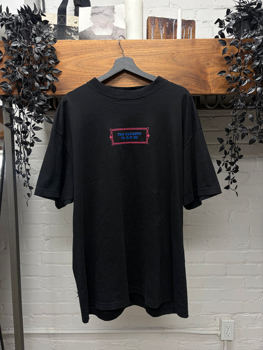 AW2021 Vetements ‘Too Naughty’ Oversized Black Slogan T-Shirt
