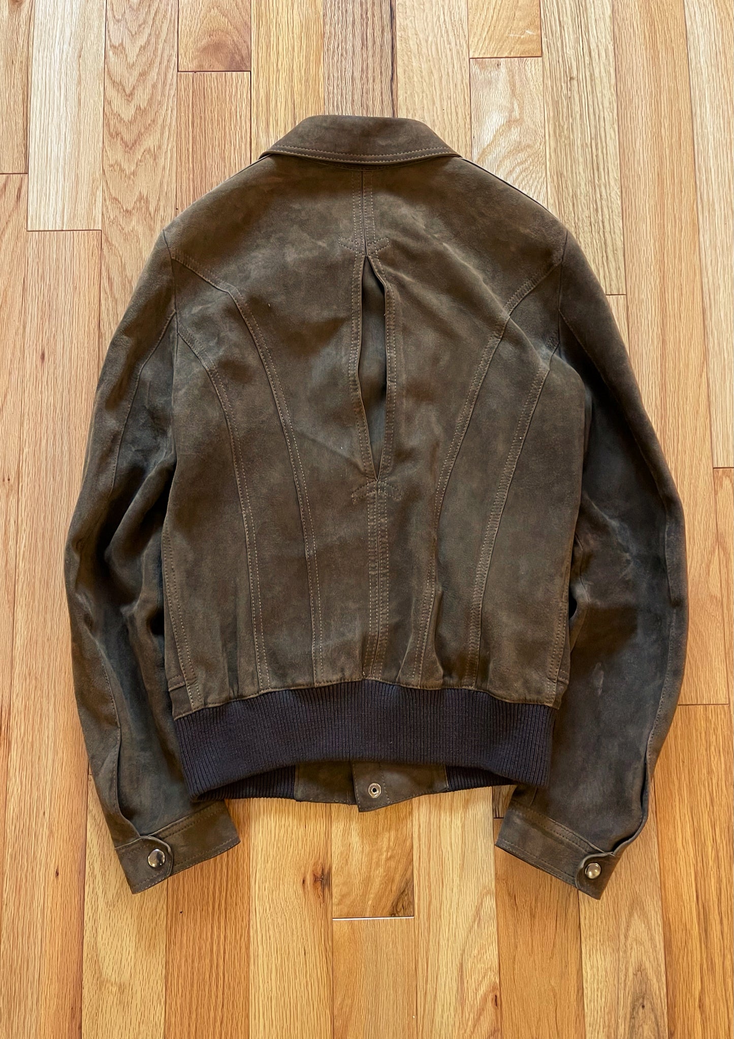 2000s Dolce & Gabbana Mainline Lambskin Leather Brown Suede Jacket.