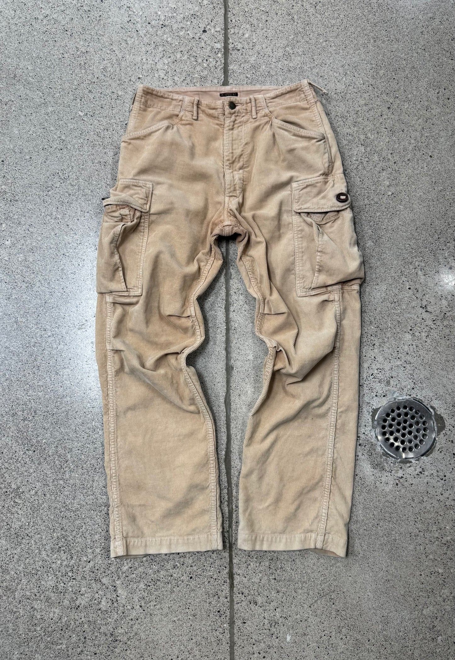 Kapital Wide Leg Corduroy Cargo Pants