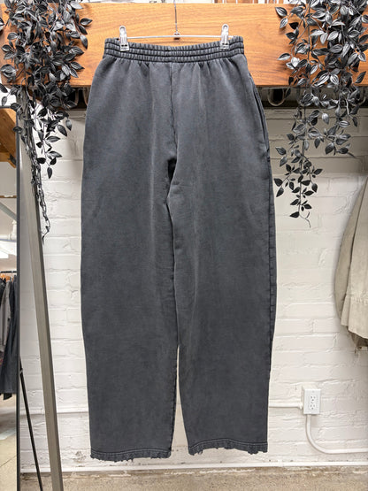 2024 Balenciaga ‘Unbranded’ Washed Black Distressed Wide Leg Sweatpants