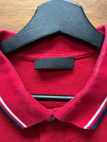 Prada ‘Sport Logo’ Red Cotton Polo Short Sleeve Shirt