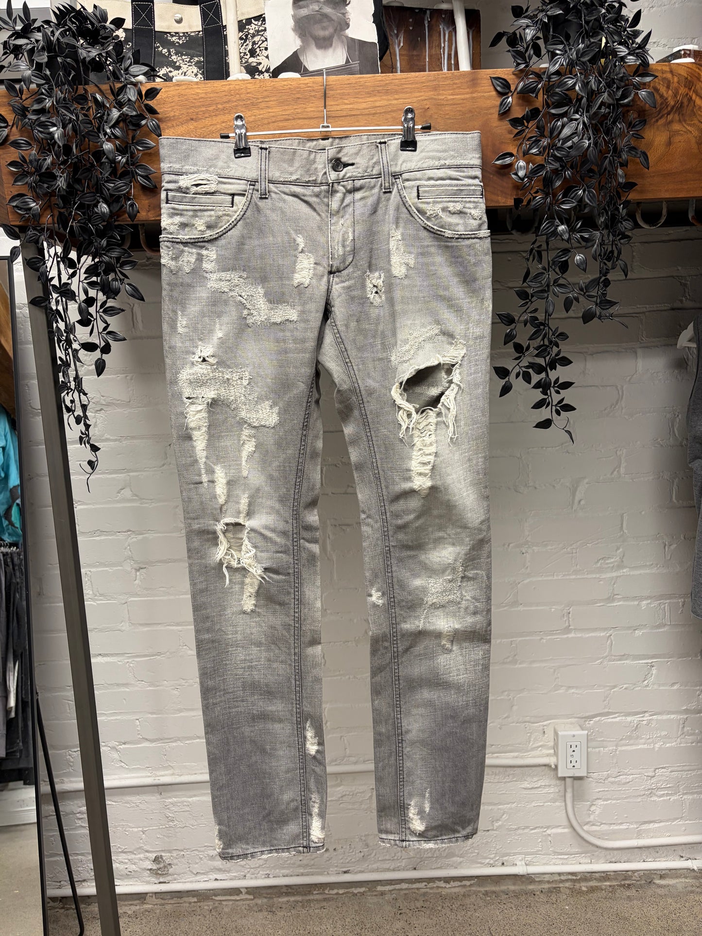 Vintage Dolce & Gabbana Distressed Grey Skinny Jeans