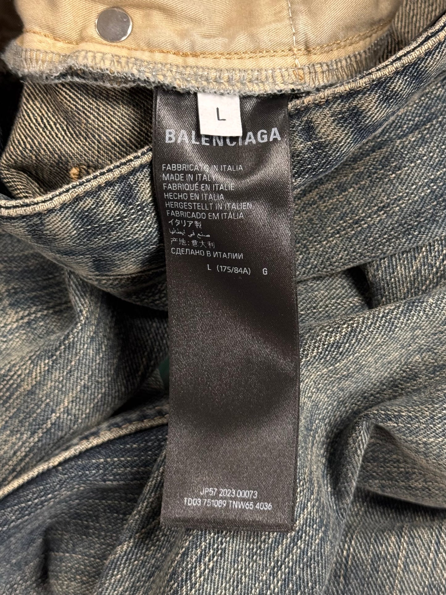2023 Balenciaga ‘Bootcut Flared’ Dirt Wash Blue Denim