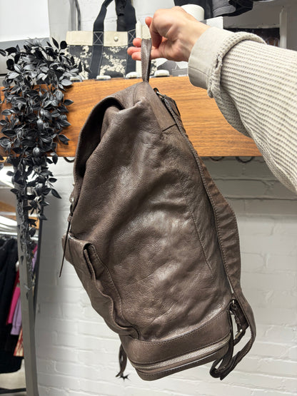 Mid 2000s Balenciaga‘Traveller’ Brown Lambskin Leather Backpack
