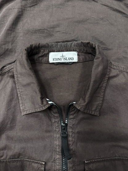 Stone Island ‘Brushed Cotton’ Zip-Up Work Shirt
