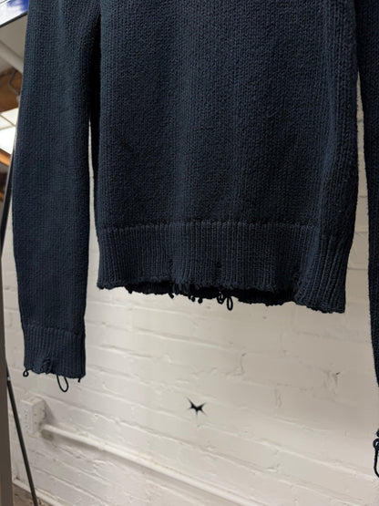 2019 Saint Laurent Distressed ‘Raw Hem’ Wool Knit Sweater