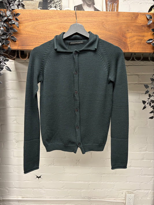 Yohji Yamamoto Y’s Murky Blue Collared Cardigan