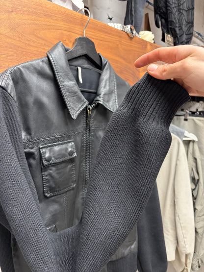AW2005 Dior Homme by Hedi Slimane ‘In the Morning’ Black Ribbed Wool/Lambskin Leather Jacket