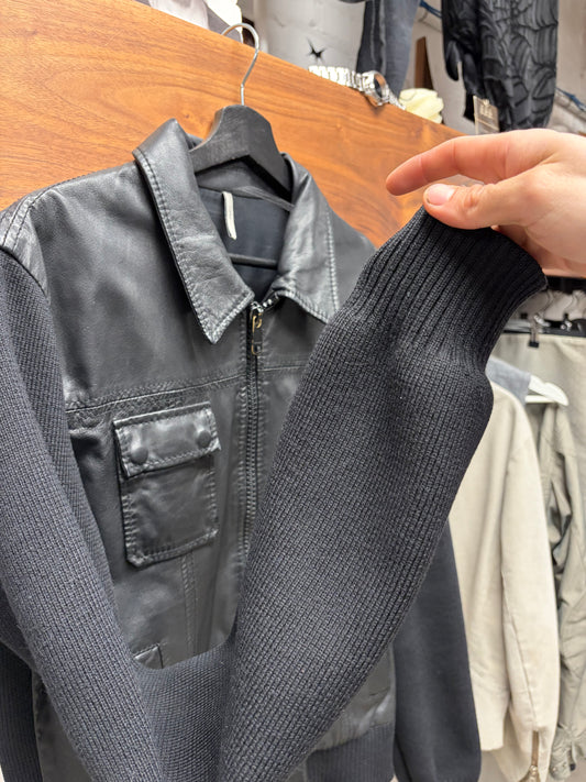 AW2005 Dior Homme by Hedi Slimane ‘In the Morning’ Black Ribbed Wool/Lambskin Leather Jacket