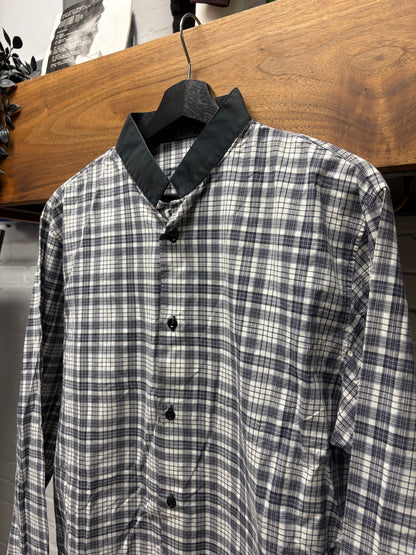 Dior Homme ‘Stand Collar’ Plaid Button Up Shirt with Black Trim