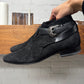 Saint Laurent ‘Jodhpur’ Western Buckle Black Suede Ankle Boots