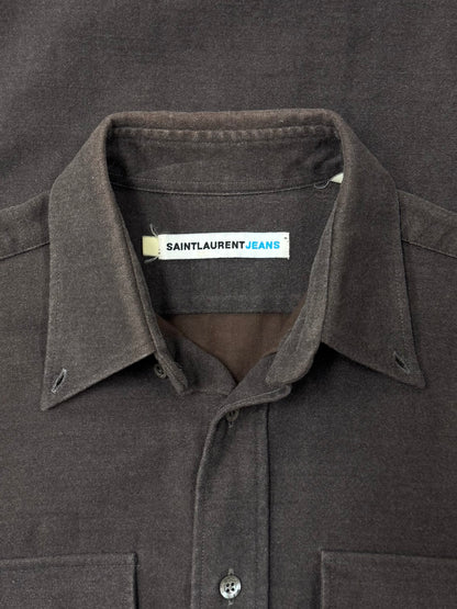 2000s Saint Laurent ‘Jeans’ Blue Label Heavy Wool Button Down Shirt