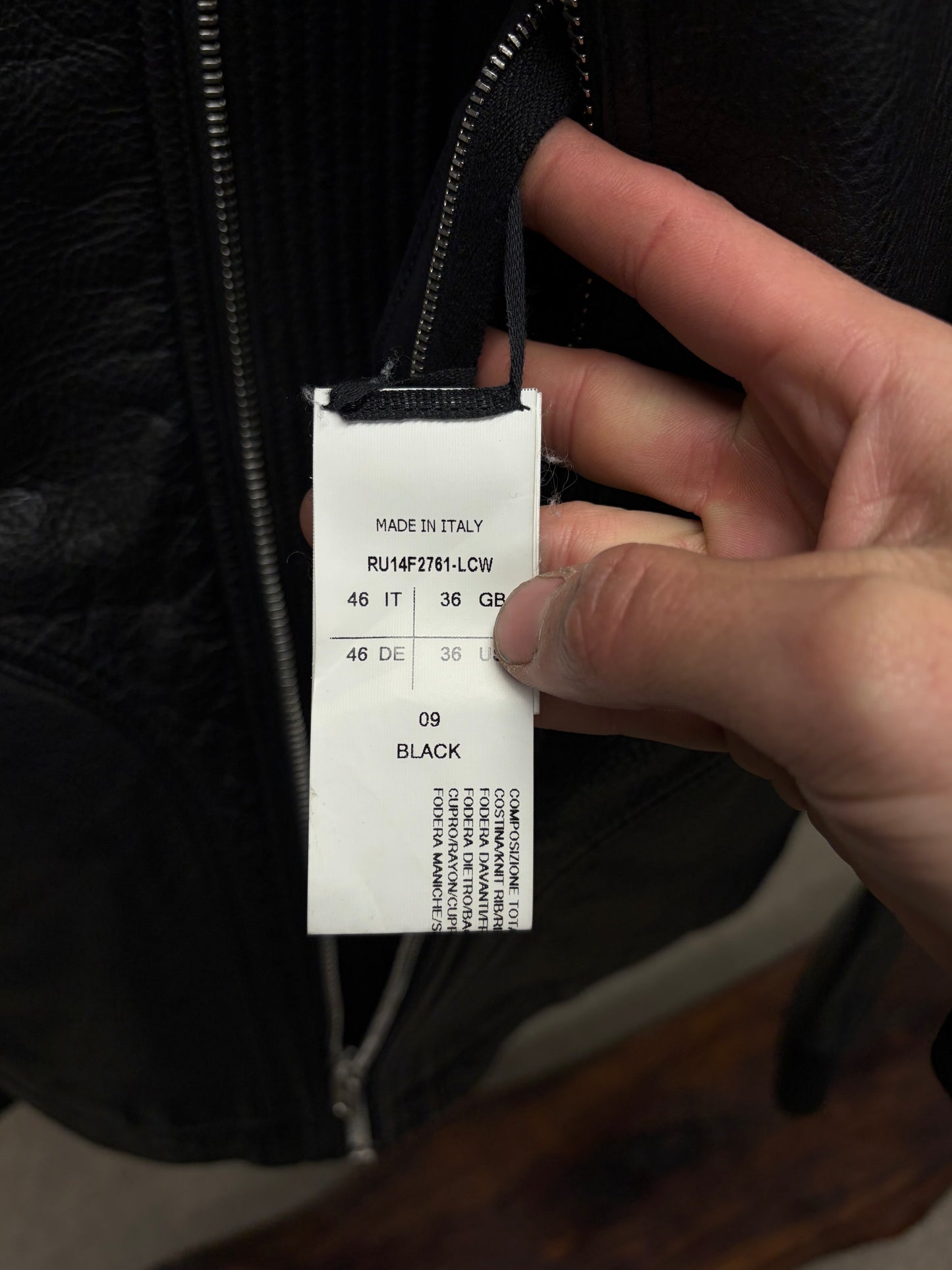 AW2014 Rick Owens ‘Moody’ Black Pebbled Leather Biker Jacket