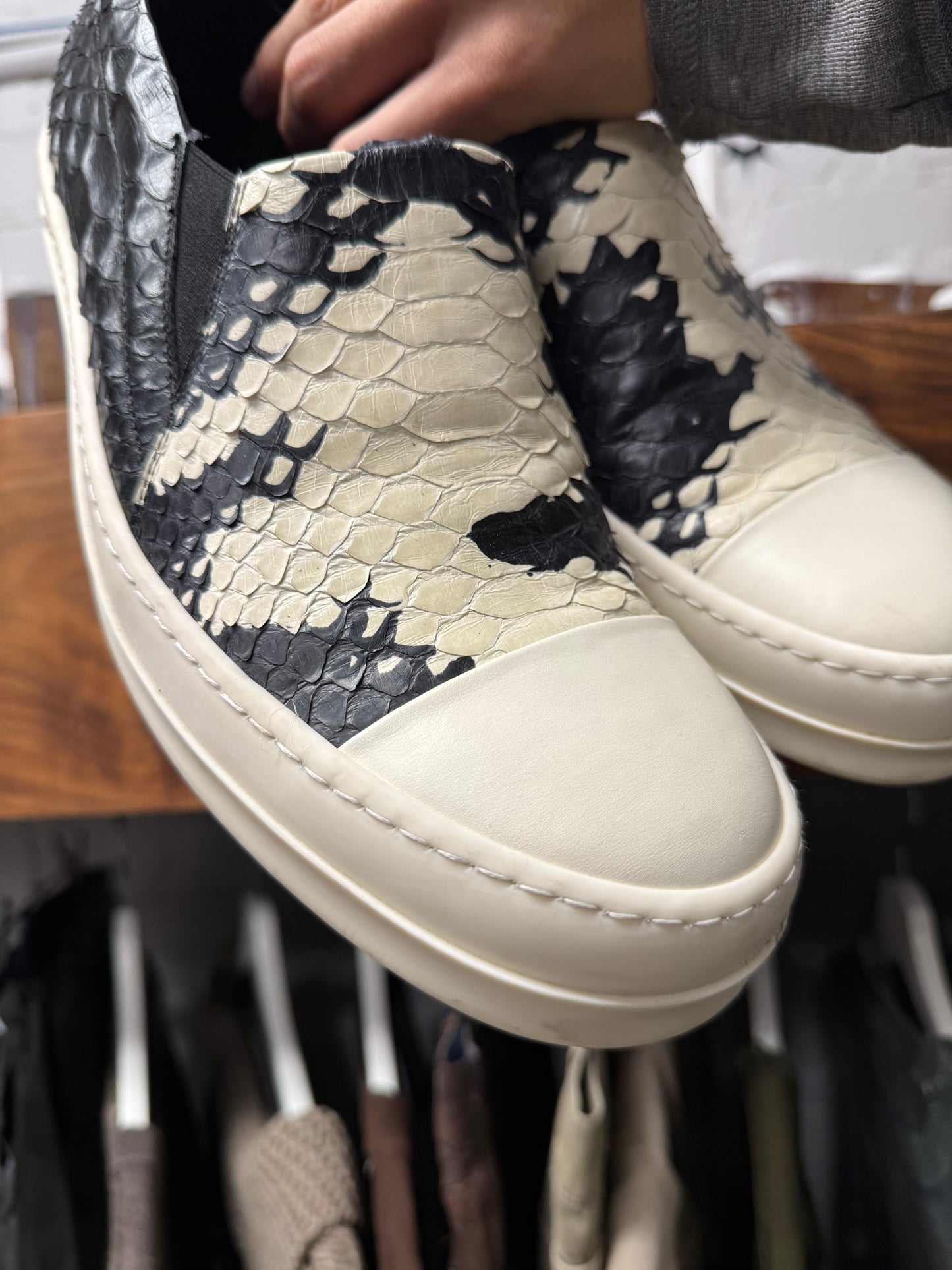 Rick Owens Python Leather Vans Slip On Sneakers