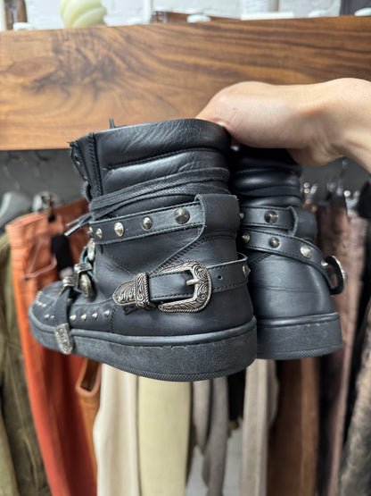 2014 Saint Laurent ‘SL08H’ Studded Buckle Strap High Top Sneakers