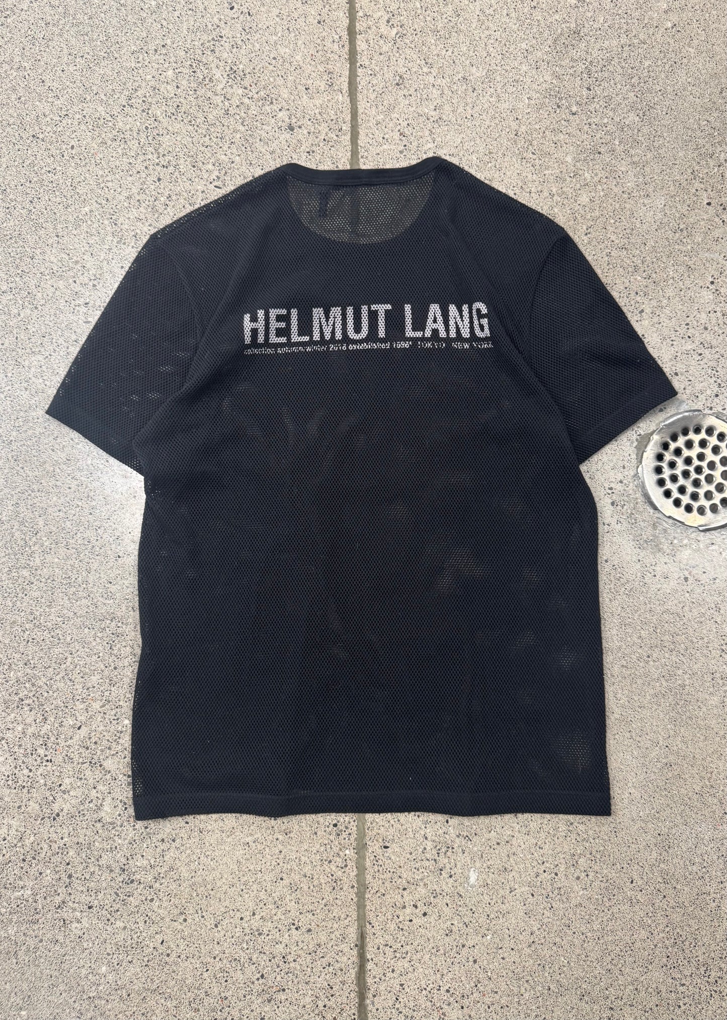 Helmut Lang Black Mesh Logo T-Shirt