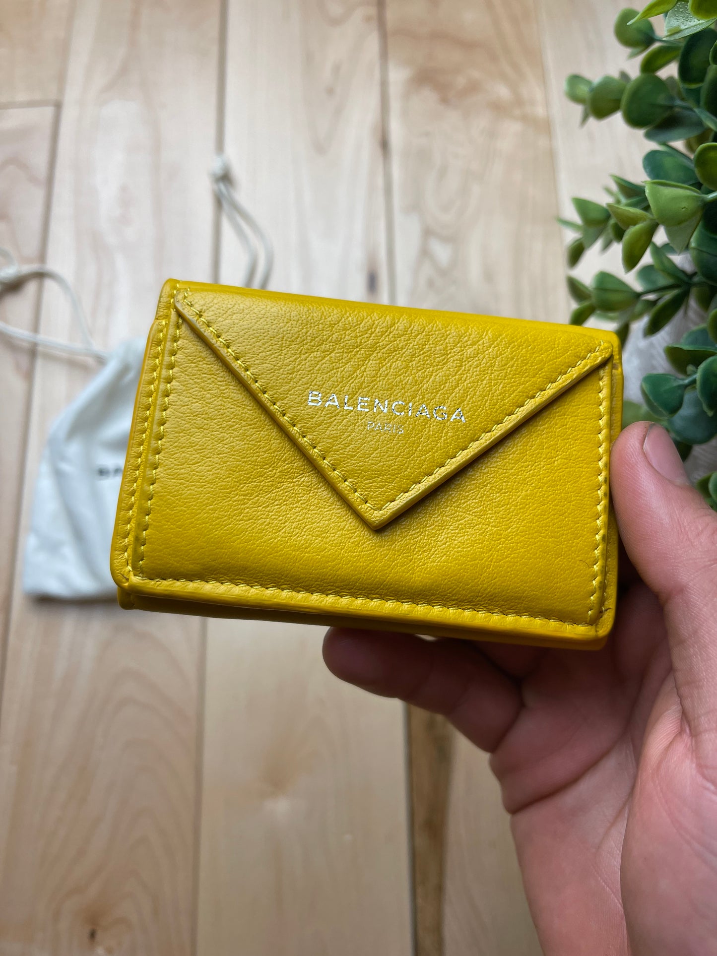 Balenciaga Papier Trifold Leather Compact Wallet