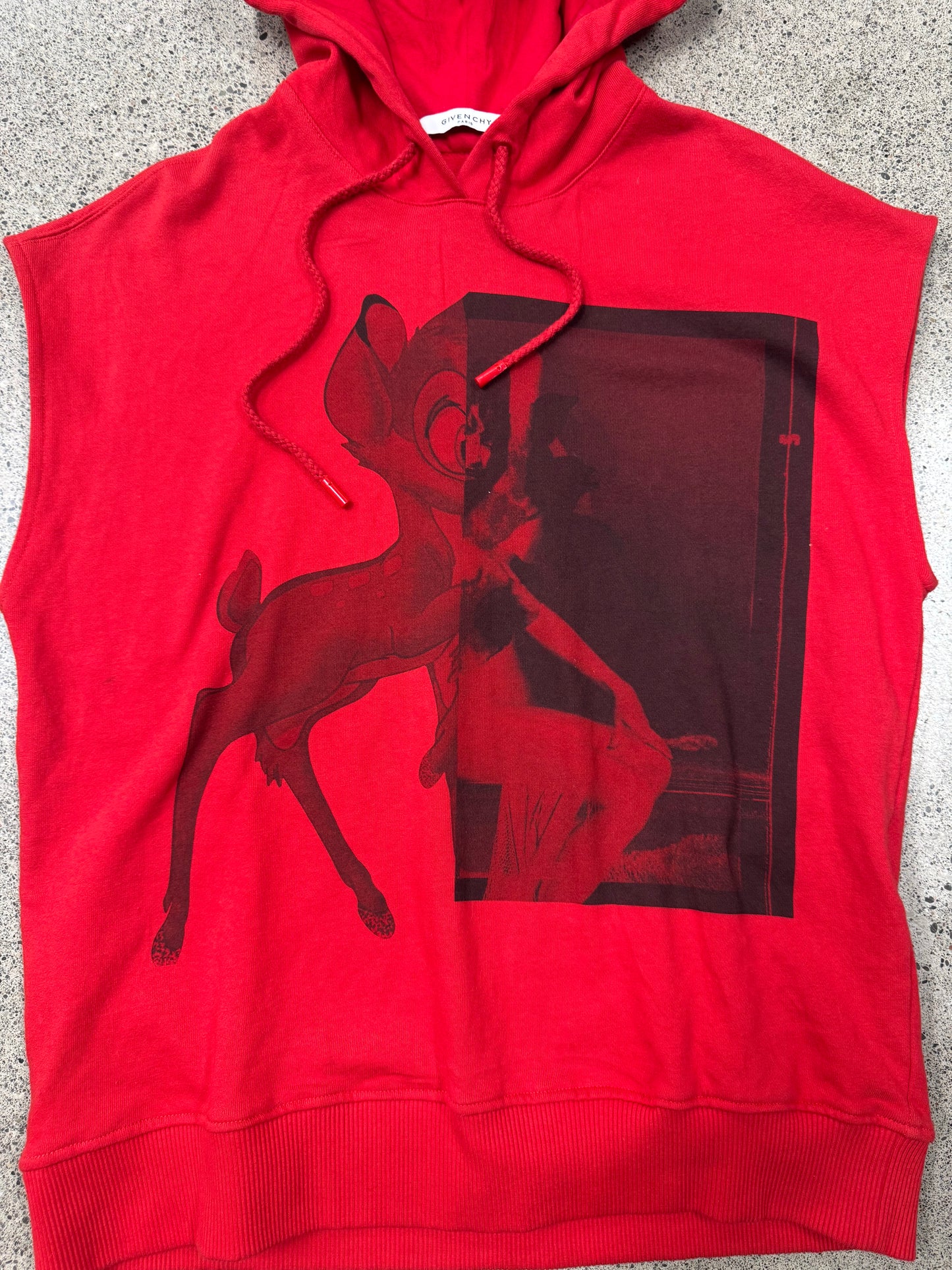 2017 Givenchy ‘Bambi’ Red Cutoff Pullover Hoodie