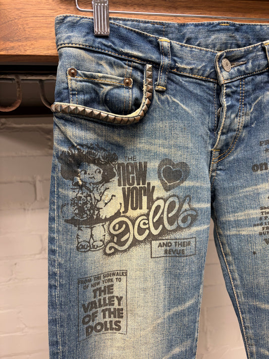 Hysteric Glamour ‘New York Dolls’ Studded Blue Skinny Jeans