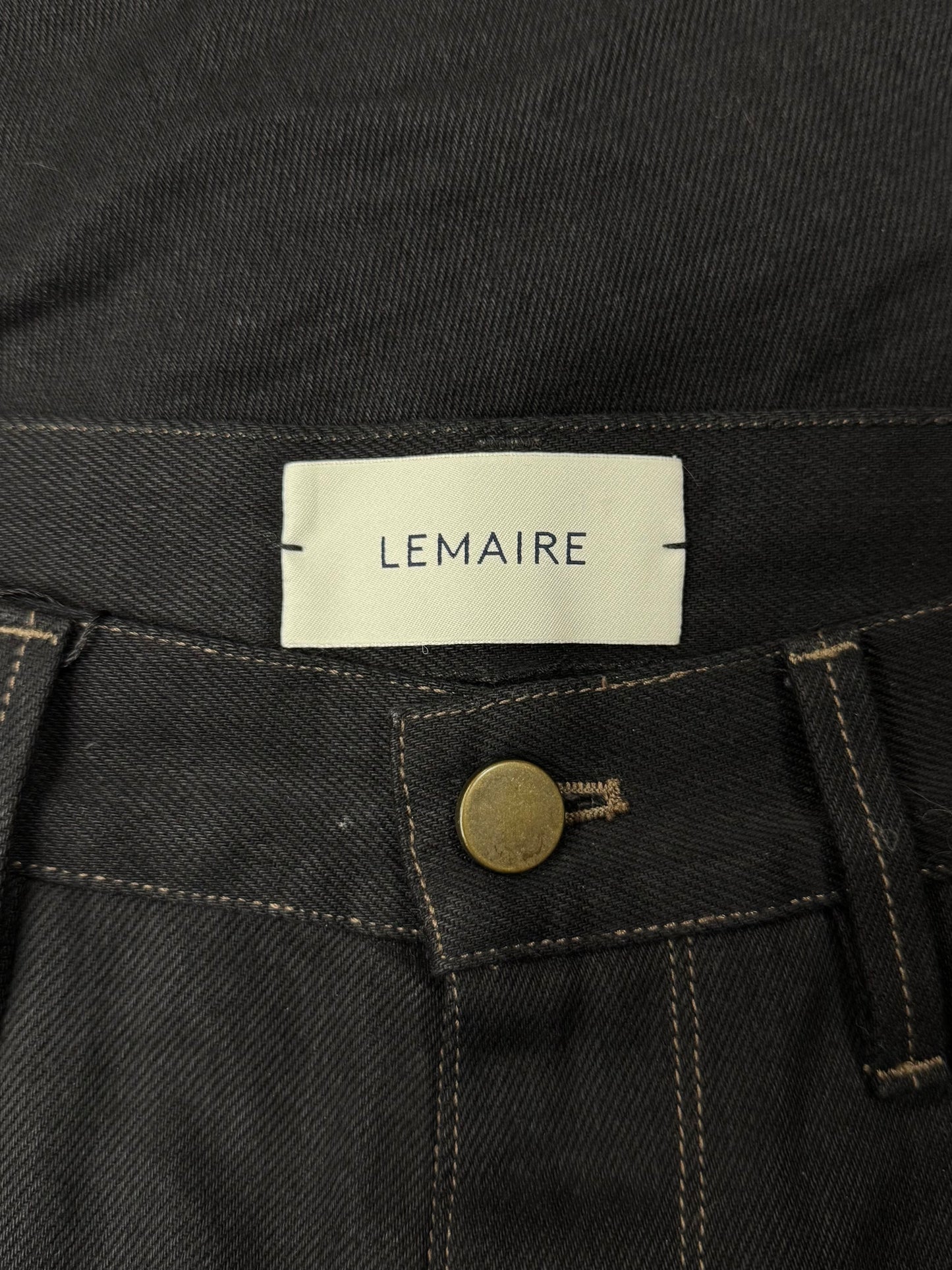 Lemaire Contrast Stitch Straight Leg Black Denim