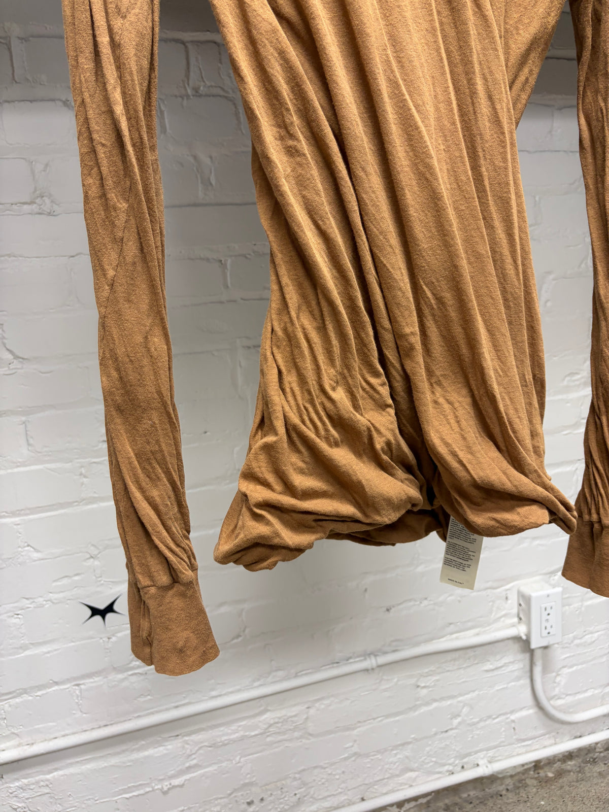 AW2021 Rick Owens ‘Gethsemane’ Double Layered ‘Honey’ Long Sleeve Cotton T-Shirt