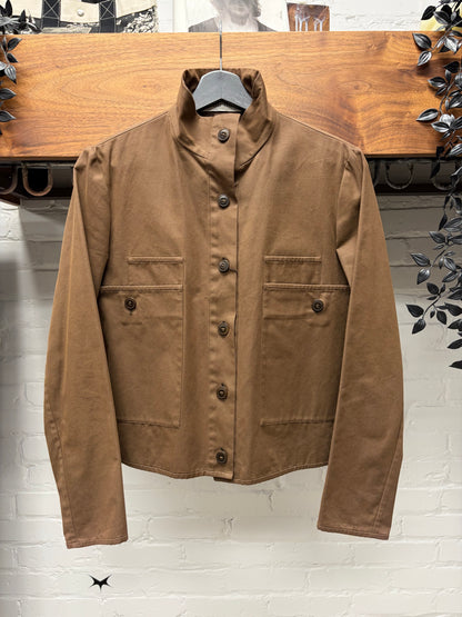 AW1999 Miu Miu High Neck Brown Cotton Trucker Jacket