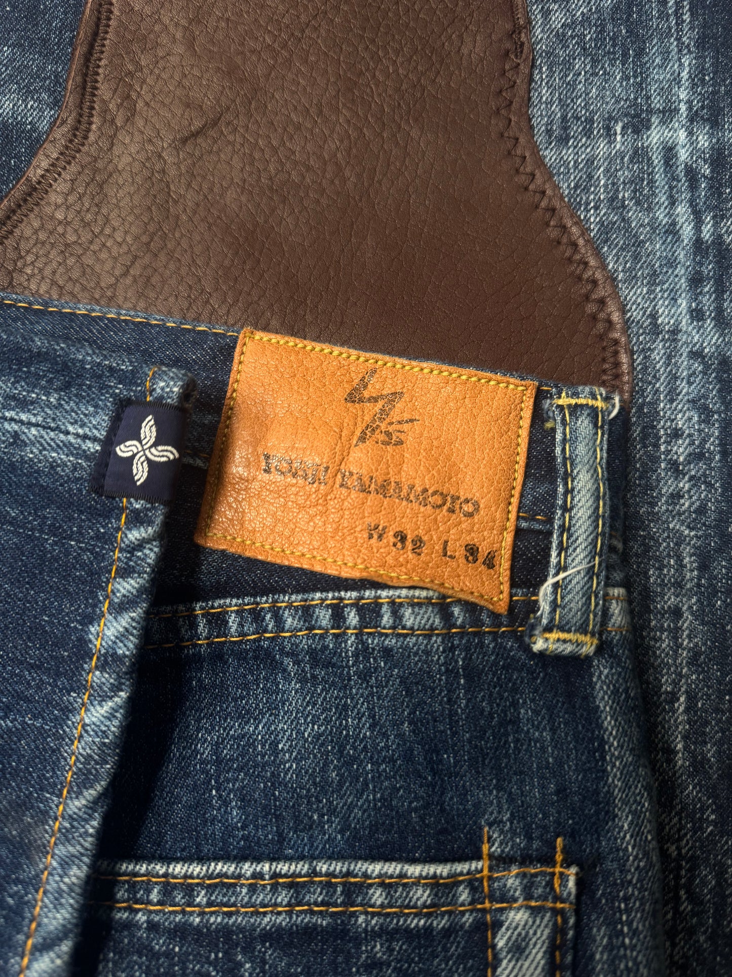 Yohji Yamamoto x Spotted Horse Leather Patch Repaired Blue Jeans