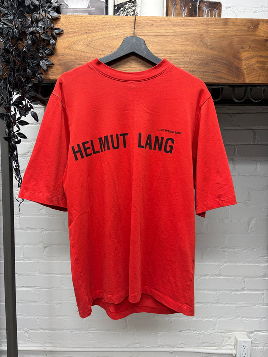 Helmut Lang by Shayne Oliver Red/Black Oversized Logo T-Shirt