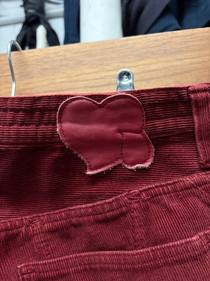 Number (N)ine ‘Wine Red’ Corduroy ‘Crying Heart’ Patch Denim