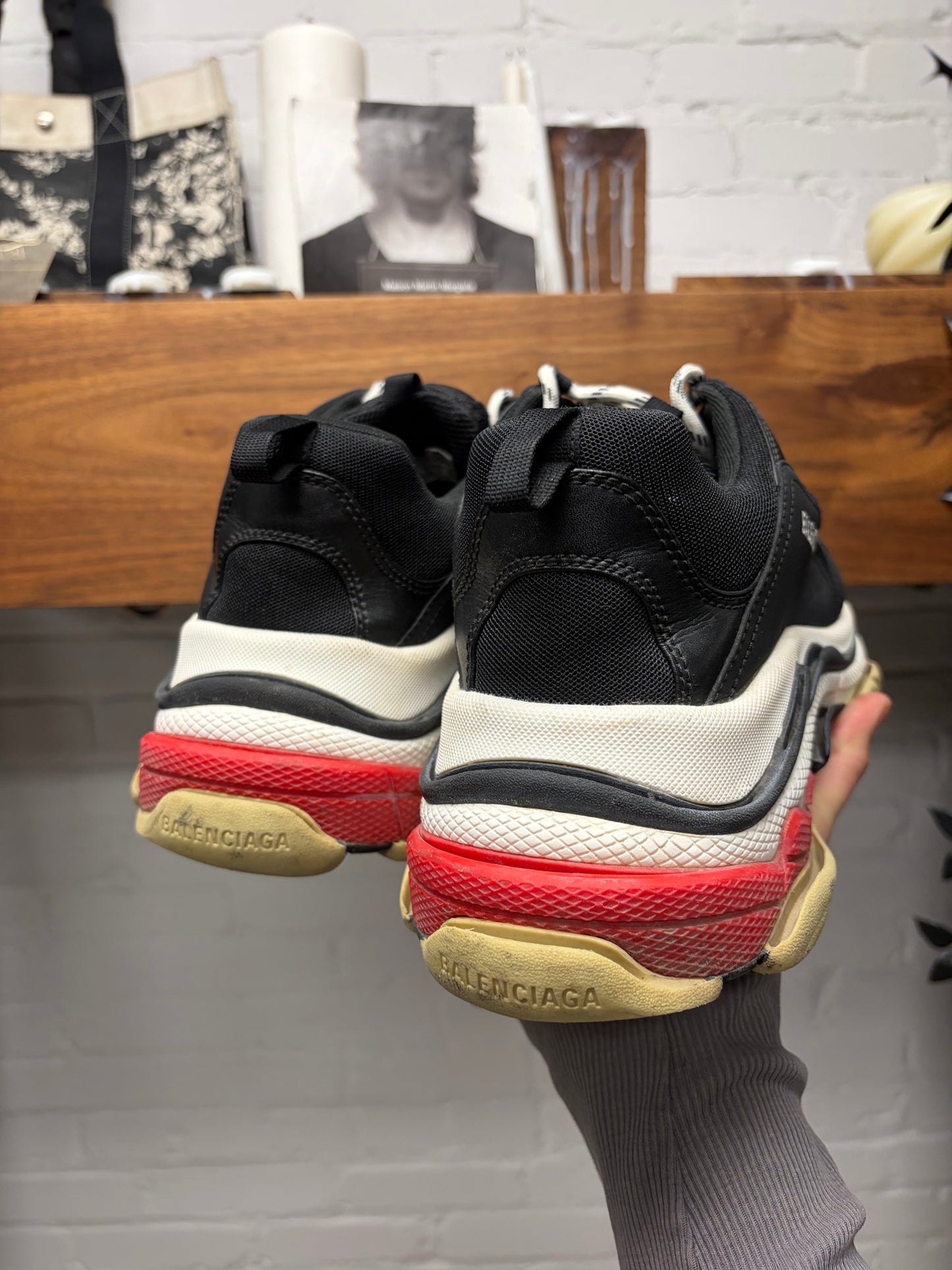 Balenciaga OG Black/Red ‘Triple S’ Oversized Low Top Sneakers