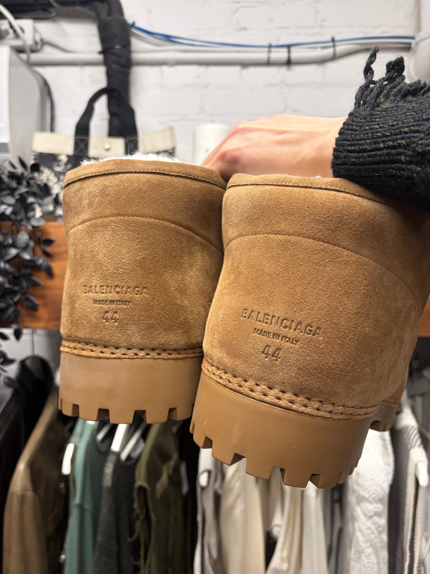 Balenciaga ‘Alaska’ Brown Suede/Shearling  Low Top Booties