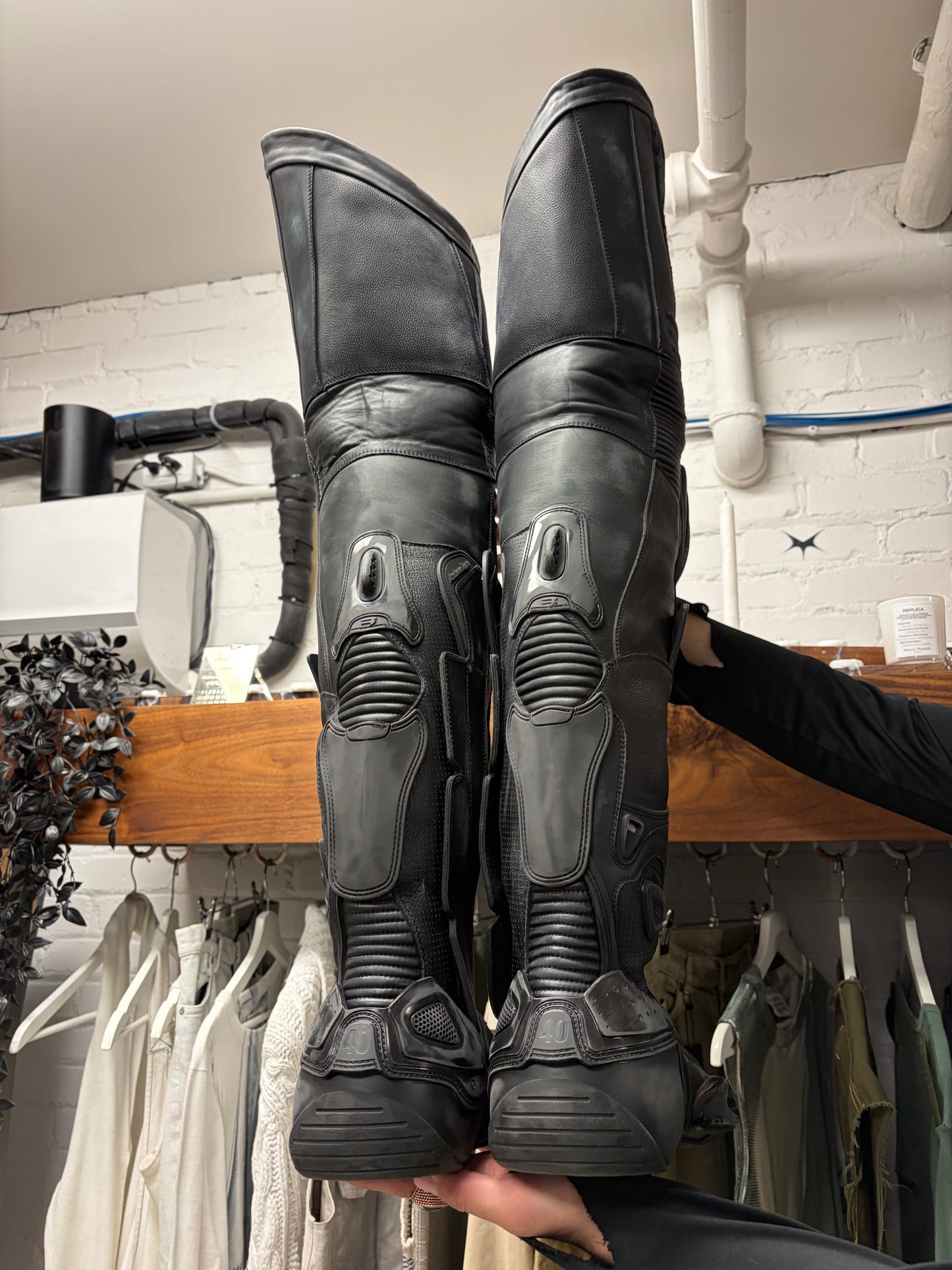 AW2023 Balenciaga ‘OTK’ Over the Knee Leather Biker Boots
