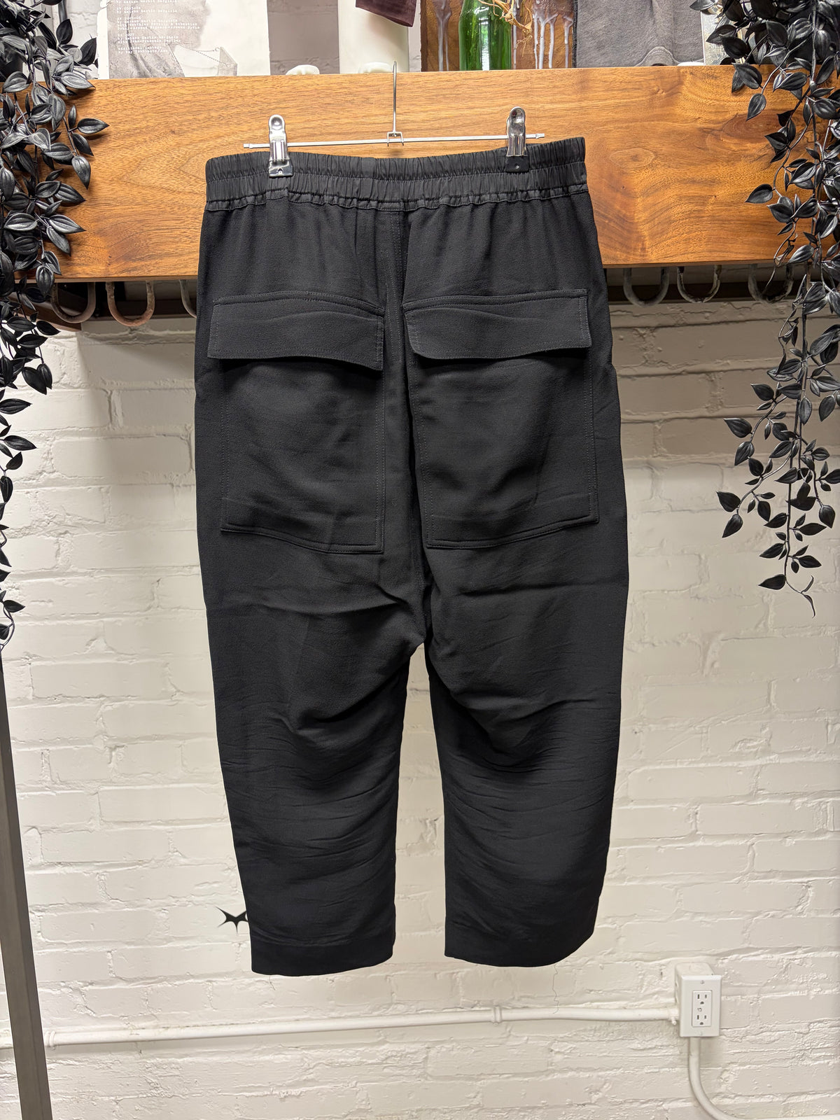 AW2019 Rick Owens ‘Larry’ Astaire Cut Black Cropped Wool Drawstring Trousers