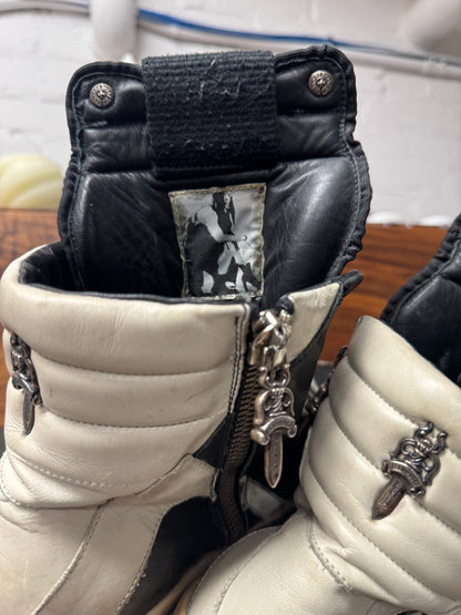 Chrome Hearts x Rick Owens Geobasket Black/White Leather High Top Sneakers
