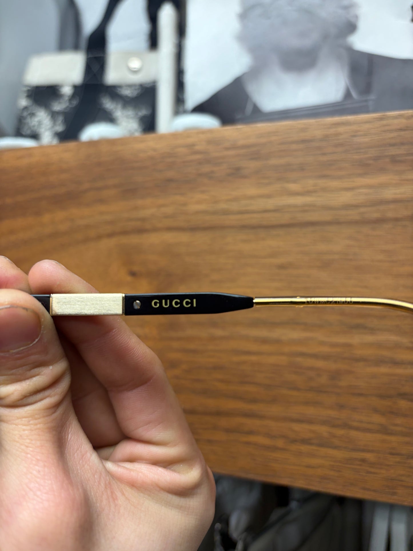 Gucci ‘GG0842S’ Square Frame Black/Gold Sunglasses