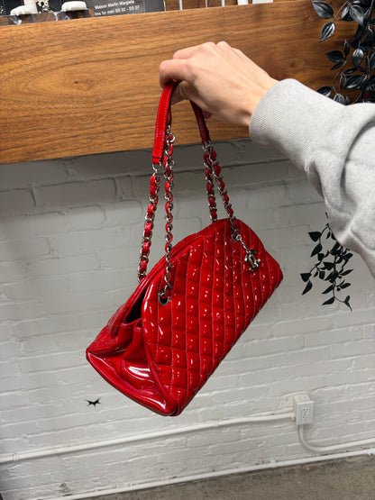 Chanel ‘Mademoiselle’ Quilted Red Patent Leather Mini Bowling Bag