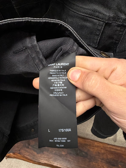 2020 Saint Laurent Waxed Black Denim Trucker Jacket