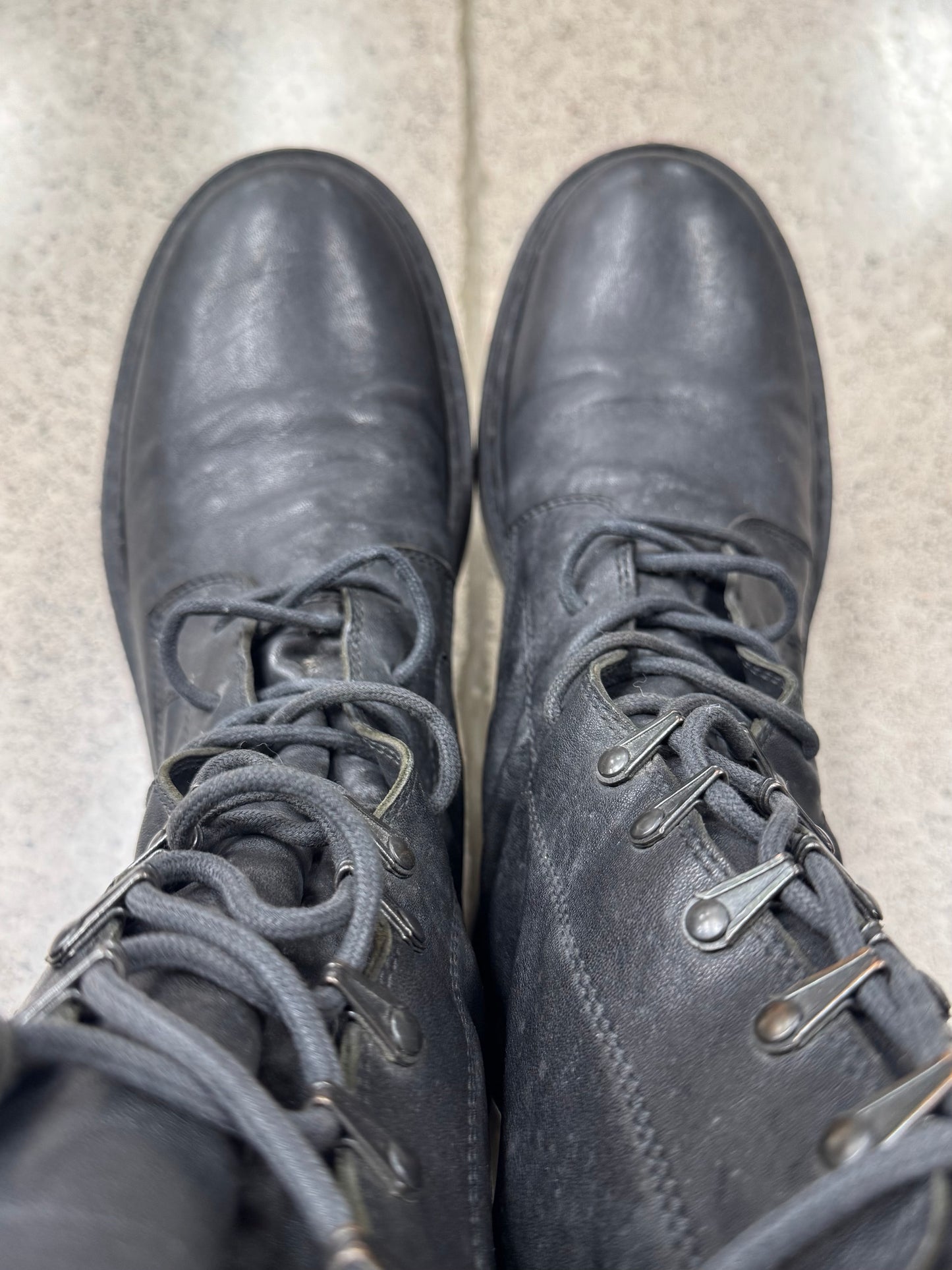 SS2012 Ann Demeulemeester Black Calfskin Leather Combat Boots