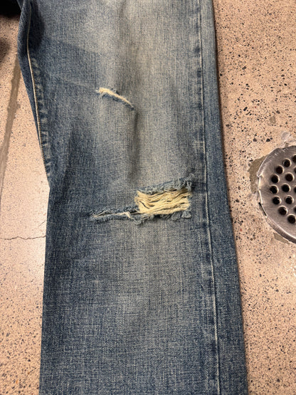 2015 Saint Laurent by Hedi Slimane ‘D02’ Distressed Blue Skinny Denim