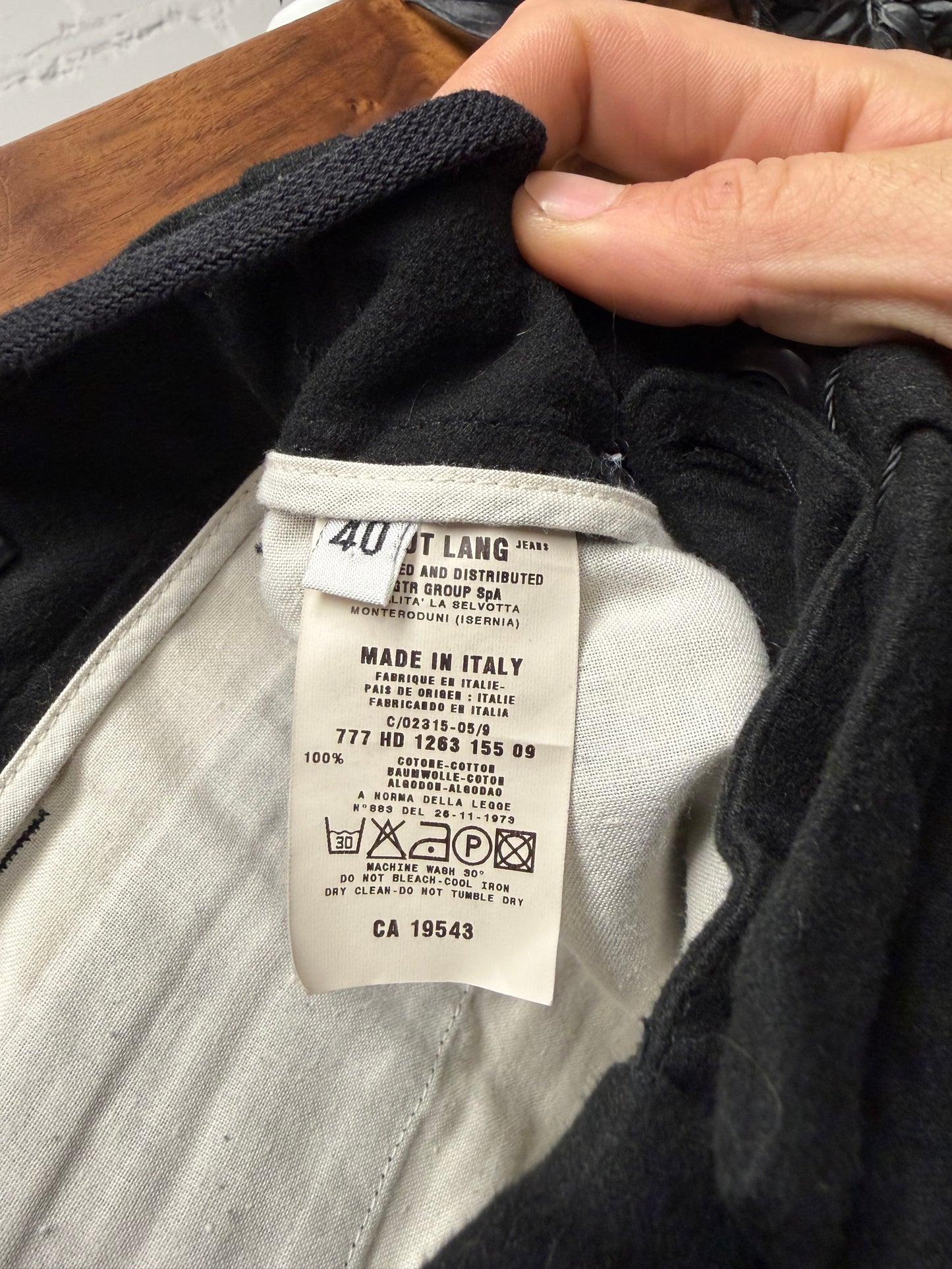 Helmut Lang Black Wool ‘Biker’ Black Slim Cut Trousers