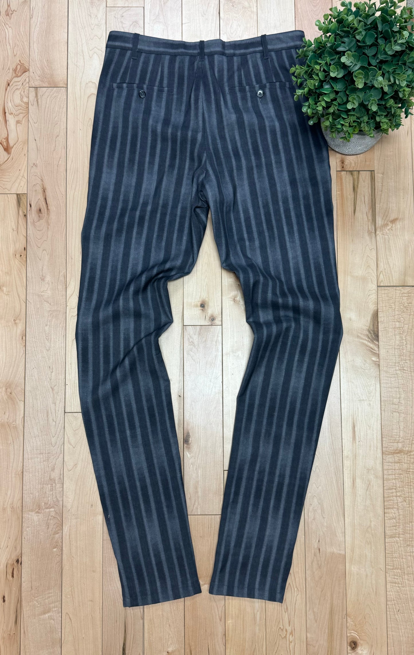 Ann Demeulemeester Striped Grey Wool Slim/Skinny Trousers