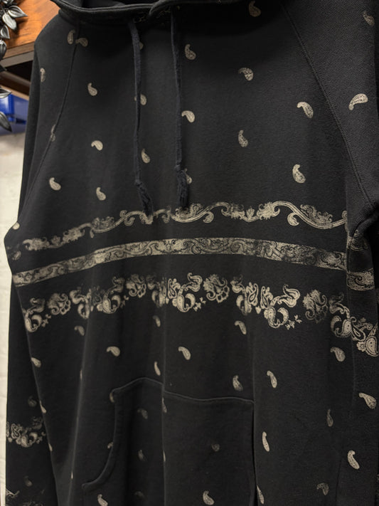 2018 Saint Laurent ‘Paisley’ Bandanna Print Black/White Hoodie