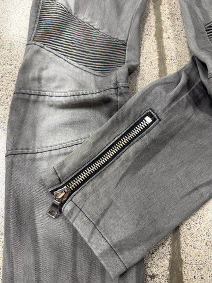 Balmain Grey Skinny Cut Biker Denim