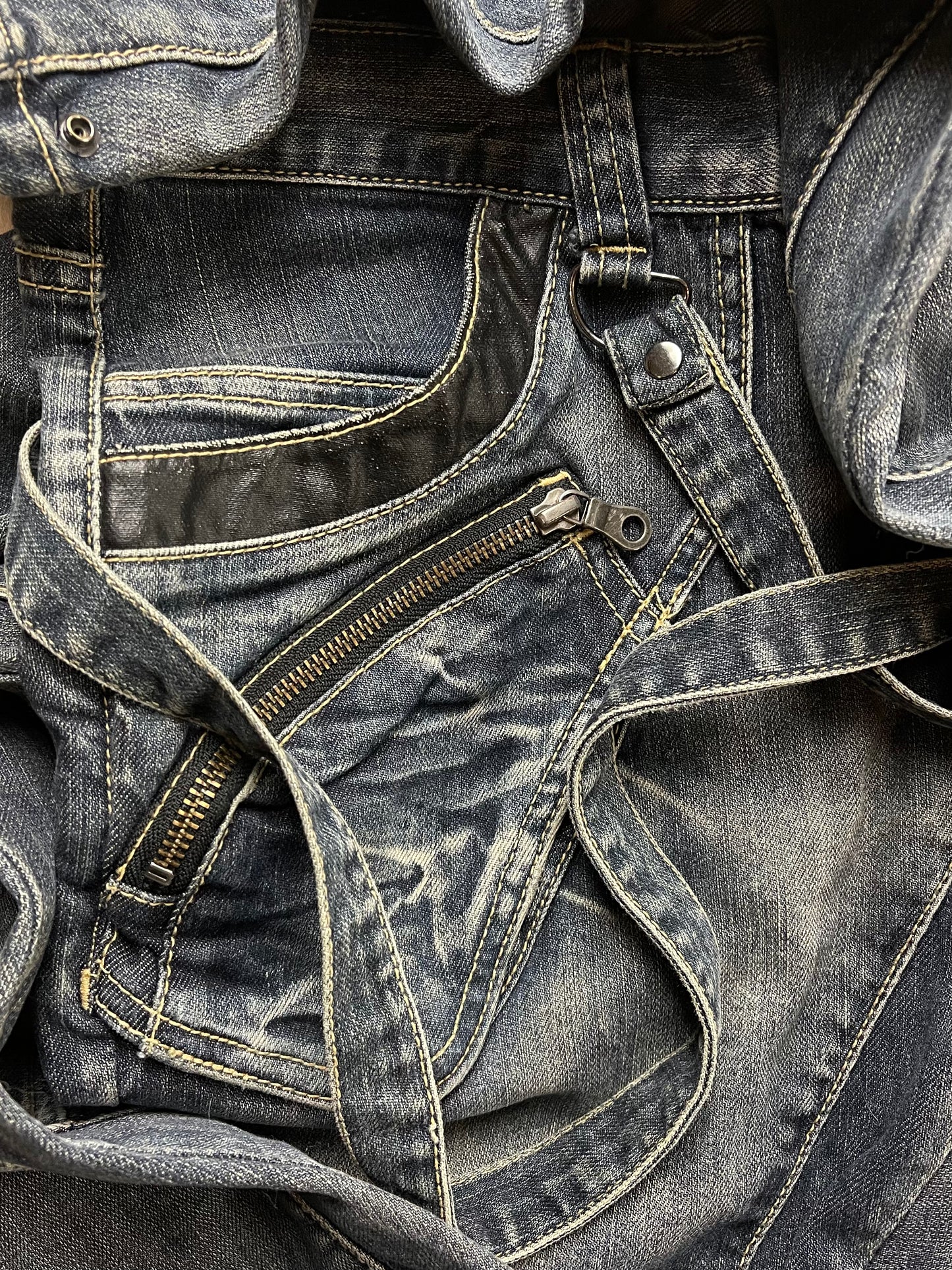 PPFM J/Banana Cut Washed Raw Blue Twisted Denim