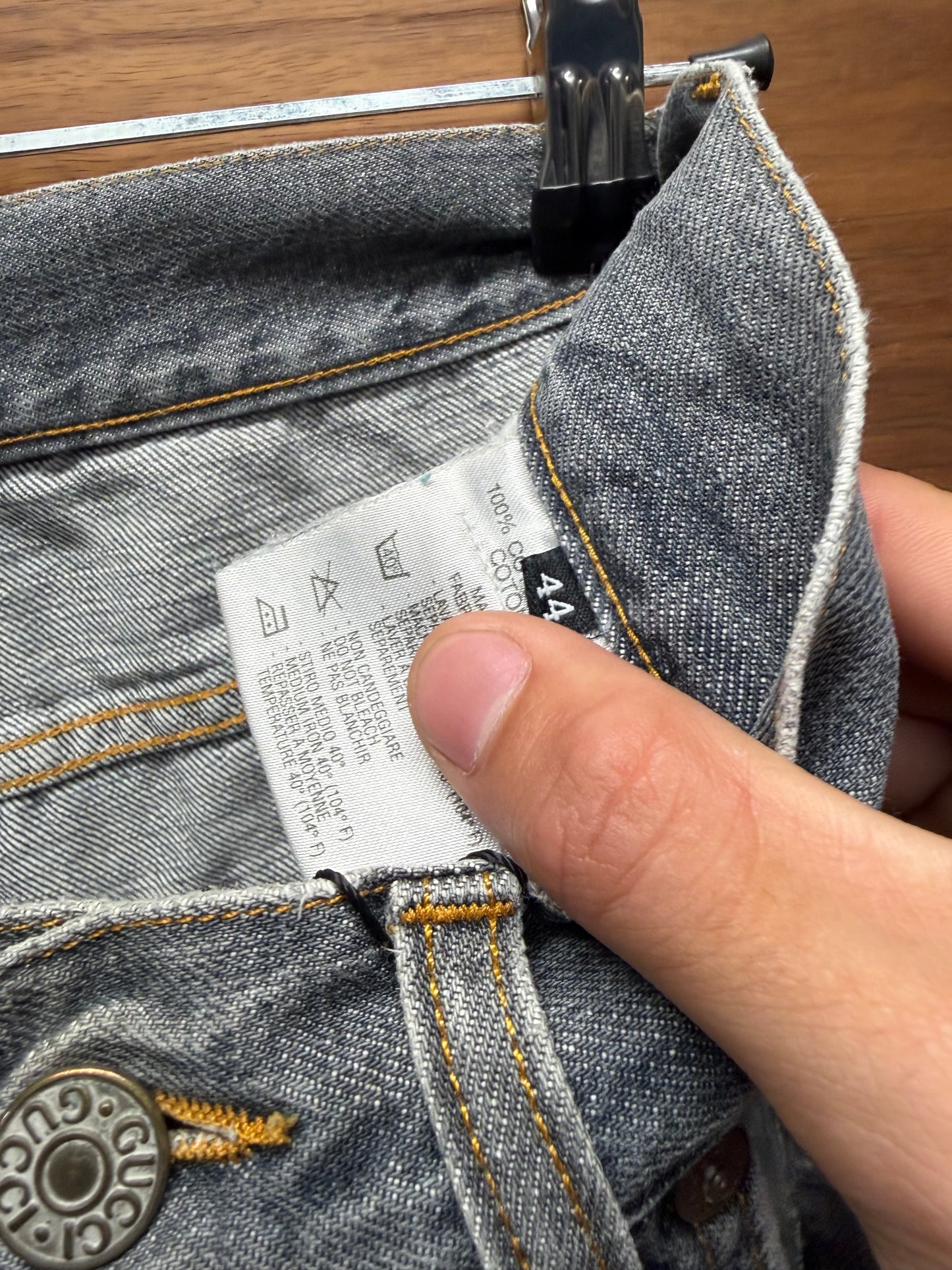 2000s Gucci Heavily Distressed Grey Washed Skinny Jeans