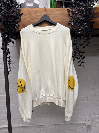 Kapital ‘Smiley’ Cream White Elbow Patch Sweatshirt