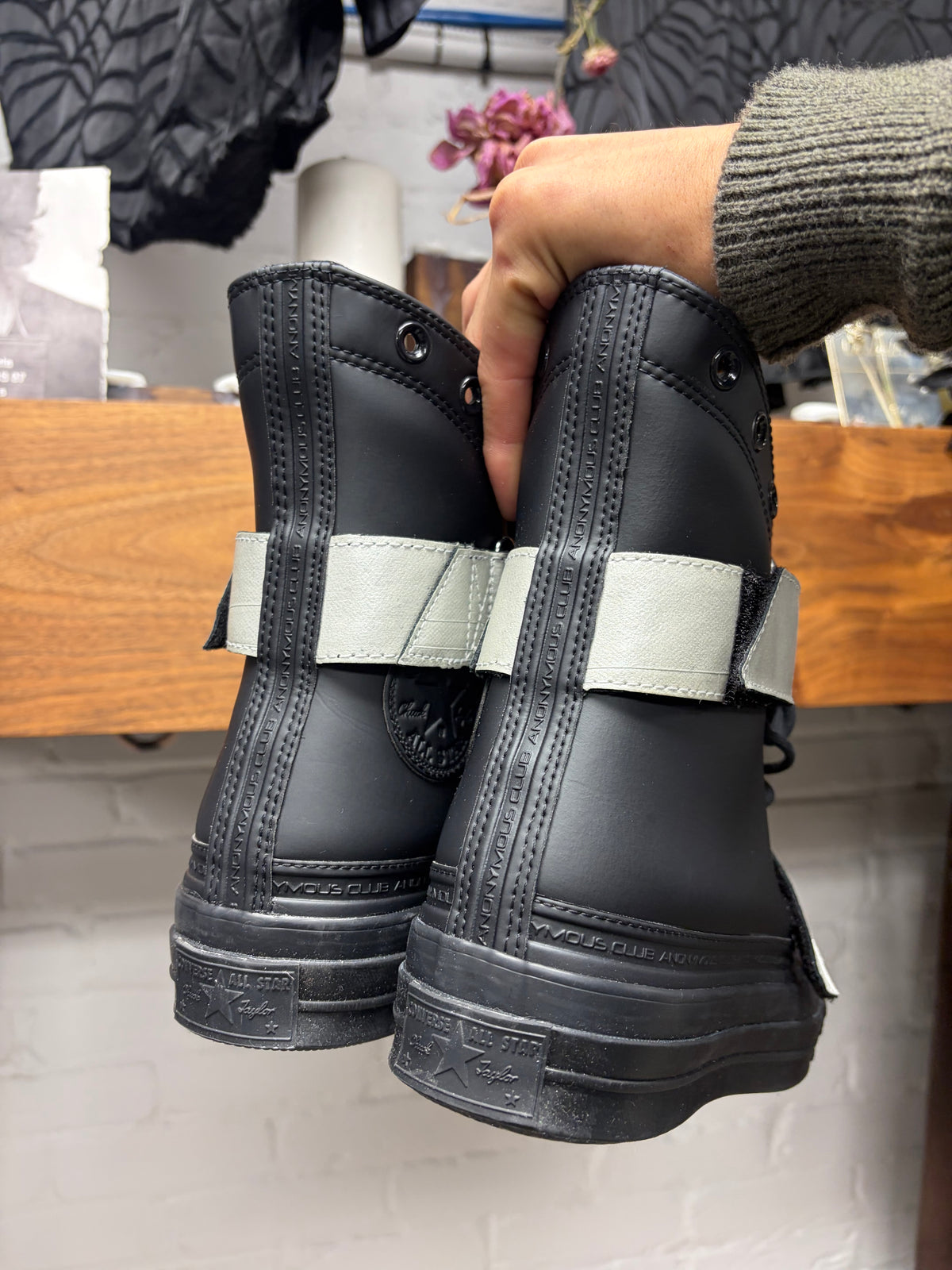 2026 Anonymous Club x Converse ‘Chuck 70’ Strapped Black/Steel Grey Leather High Top Sneakers