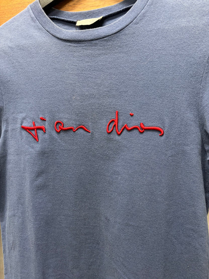 SS2016 Dior Homme ‘Script’ Blue/Red Written Logo T-Shirt