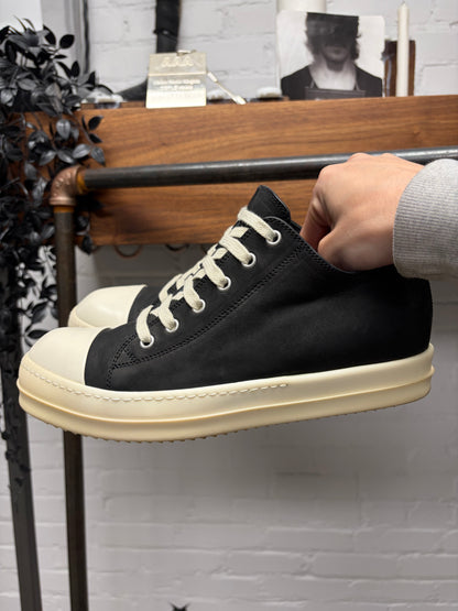 Rick Owens Black/Milk Leather ‘Ramones’ Low Top Sneakers