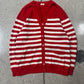 2015 Saint Laurent by Hedi Slimane Wool Red/White Striped Cardigan